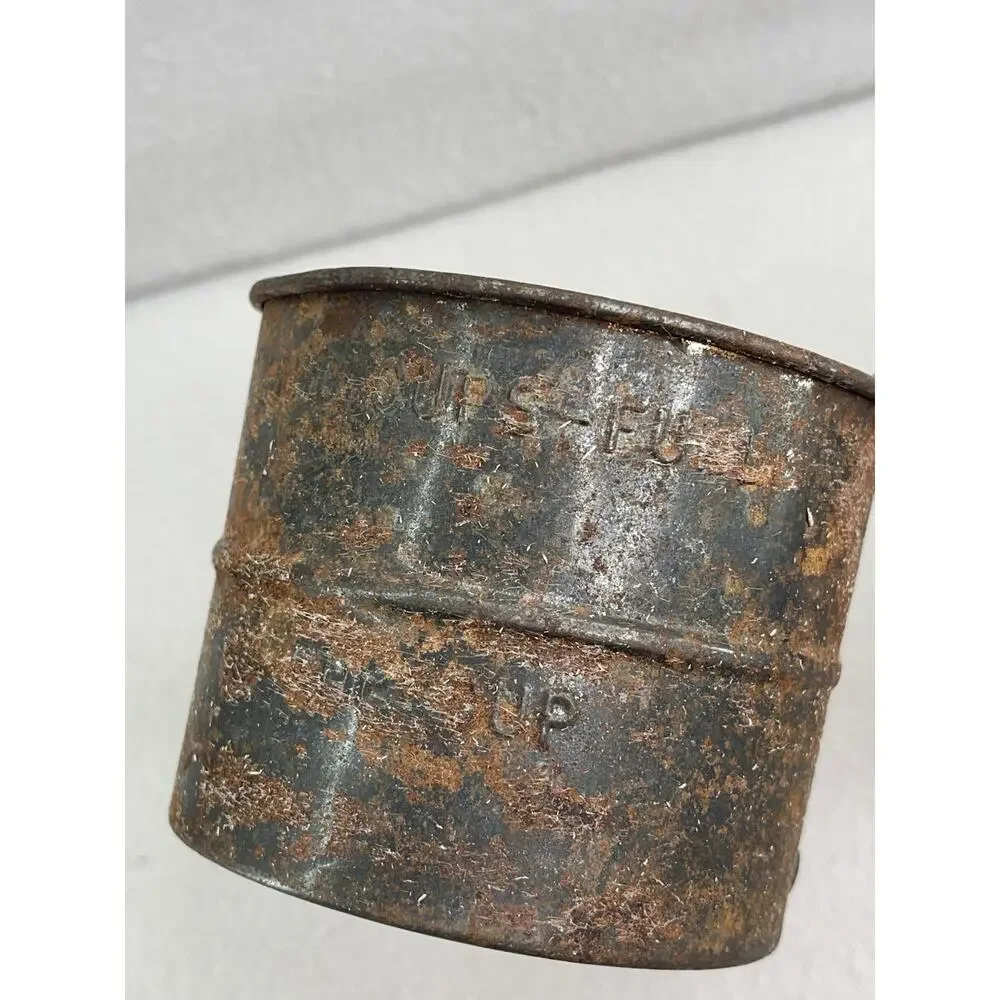 VTG 2 Cup Flour Sifter Embossed Tin Hand Crank Working USA Kitchen Tool